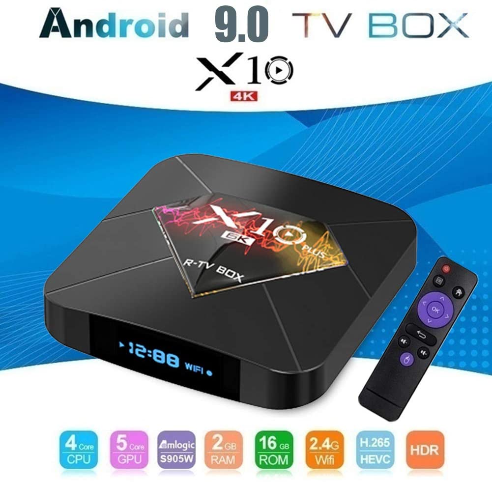 Android 9.0 TV Box,X10 Plus Smart TV Box, H6 2.4G WiFi 4GB RAM