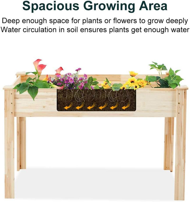 Raised Garden Bed, Raised Planter Box with legs, Outdoor Wooden Planter Bed for Vegetable/Flower/Herb, Natural Fir Wood 59” (H) x 45 1/4”(L) x 22 1/2”(W)