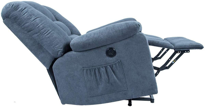 Power Lift Microfiber Electric Recliner Chair with Heated Vibration Massage Sofa Fabric Living Room Chair with Side Pockets, USB Charge Port & Massage Remote Control, Blue