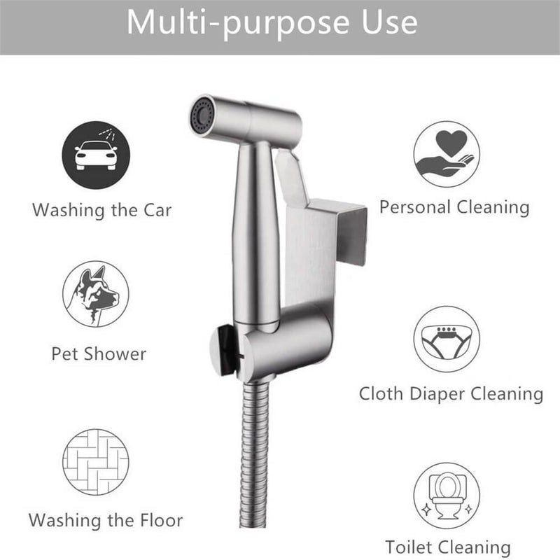 Hand Held Bidet Sprayer for Toilet for Pet Wash Baby Diaper Cloth Stainless Steel