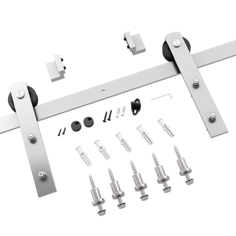 Interior Basic Hanging Stainless Steel Sliding Barn Door Hardware Track Kit I Shape 6.6 Ft