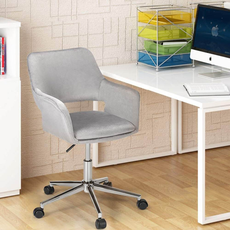 Homhum Desk Chair, Plush Velvet Office Chair for Home or Office, Modern, Comfortble, Nice Task Chair for Computer Desk (Polish Steel-Gray)