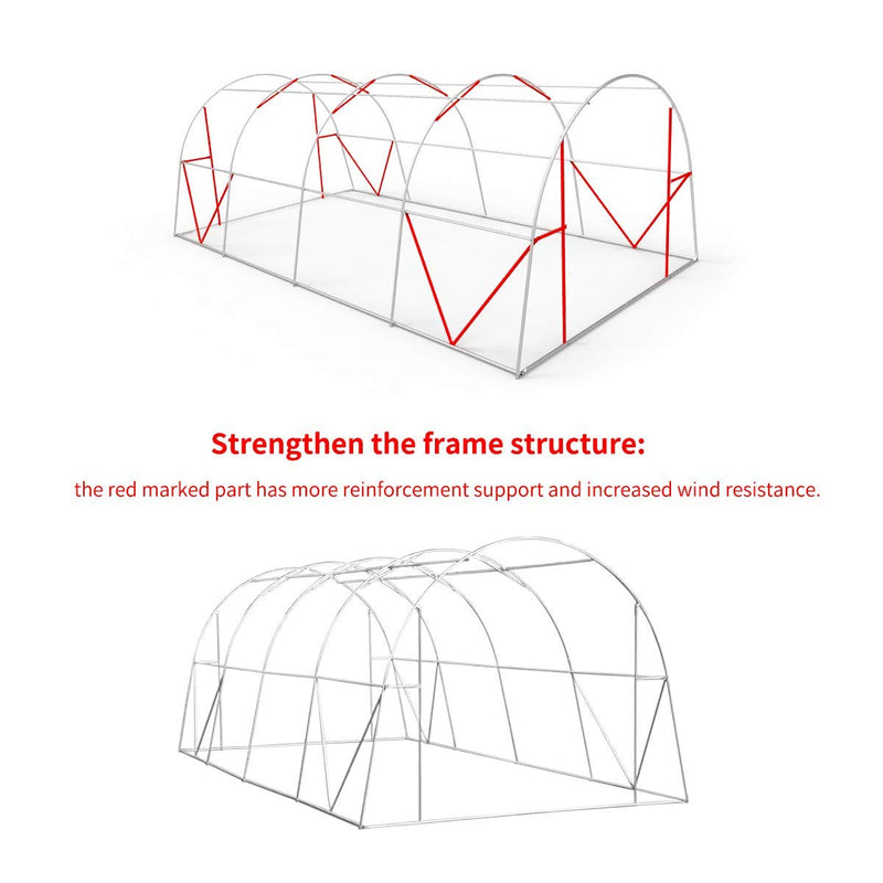 20' x 10' x 7' Large Tunnel Greenhouse, Walking in Greenhouse Plant Hot House, Green