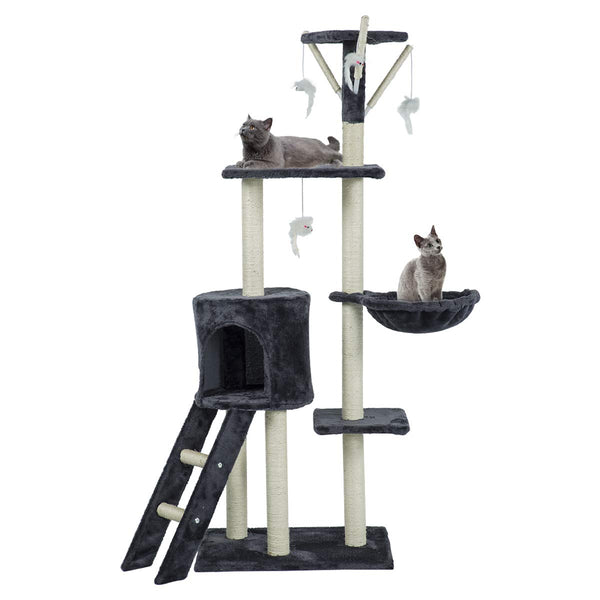 56 inches Multi-Level Cat Tree Condo Deluxe Cat Tower Kitten Play House (Free Gifts)