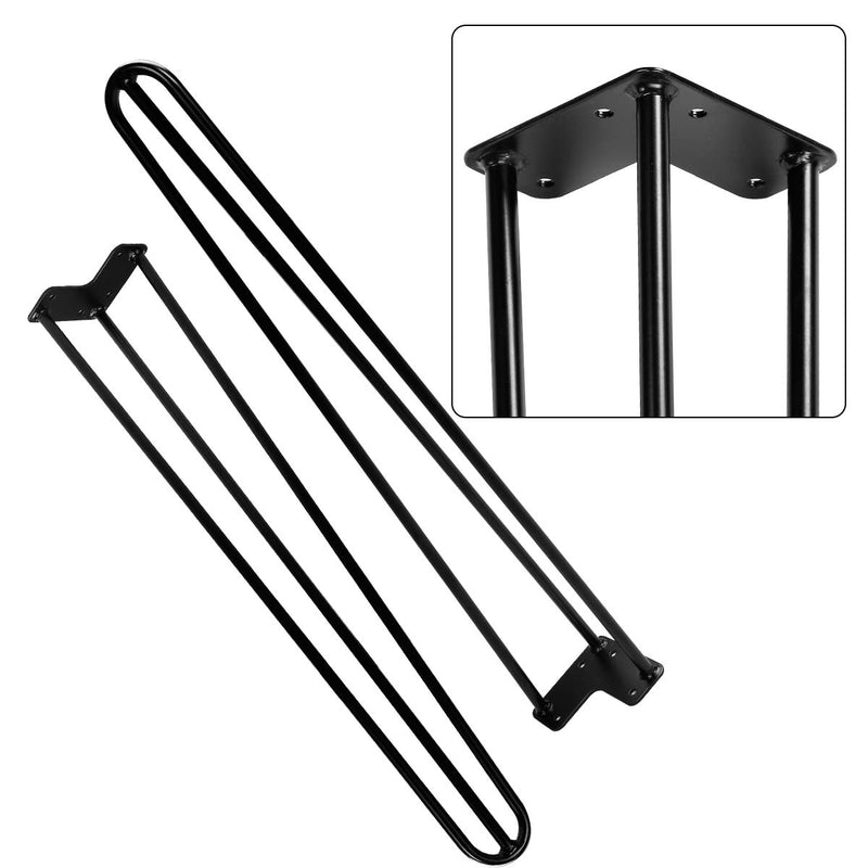 28" Black Hairpin Legs, 1/2" Diameter, Set for 4 Heavy Duty 3 Rods Table Legs