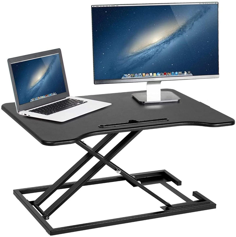 Height Adjustable Standing Desk Gas Spring Riser Desk Converter for Dual Monitor Sit to Stand in Seconds, Black