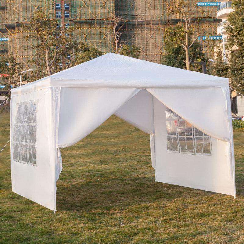 Portable Waterproof Canopy Tent Four Sides with Spiral Tubes White, 10 x 10 ft