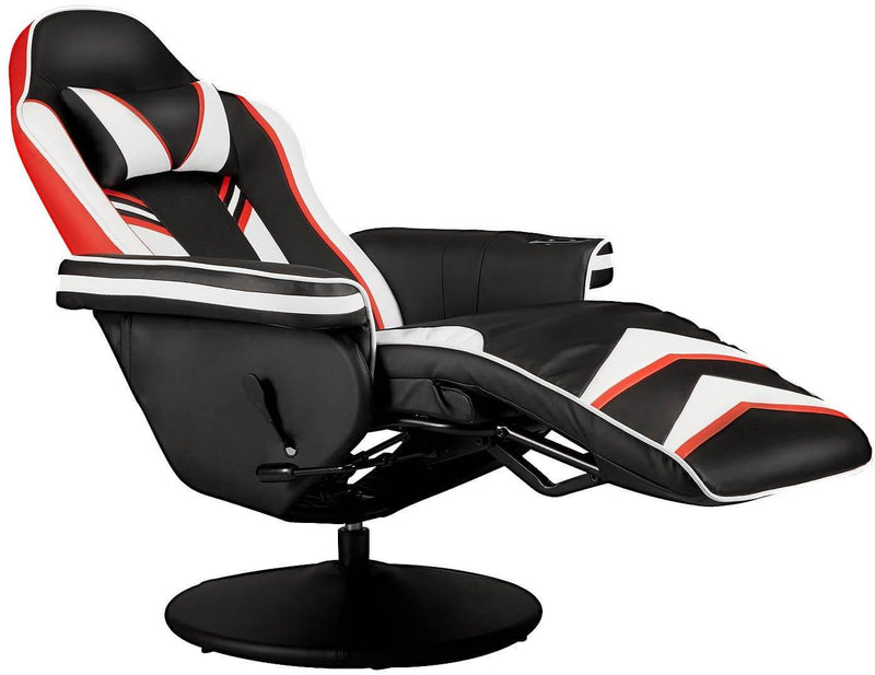 Gaming Chair Recliner Ergonomic Racing Chair with Vibration Massage Adjustable Backrest and Footrest, Swivel Faux Leather Office Chair, White