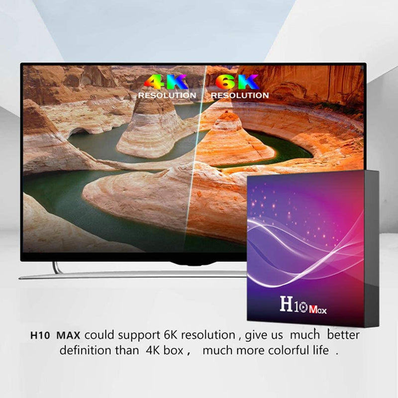 Android 10.0 TV Box Smart TV Box 4GB RAM 64GB ROM, HD 6K 2.4G WiFi BT4.0 1000M,Streaming Media Player