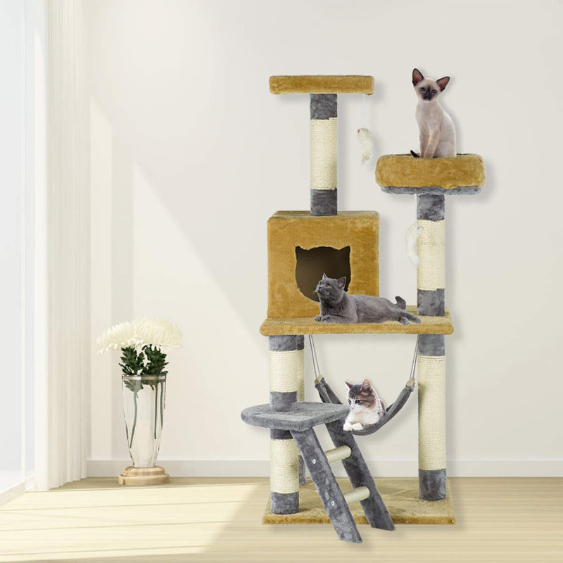57 inches Multi-Level Cat Tree Stand House Furniture Kittens Activity Tower (Free Gifts)