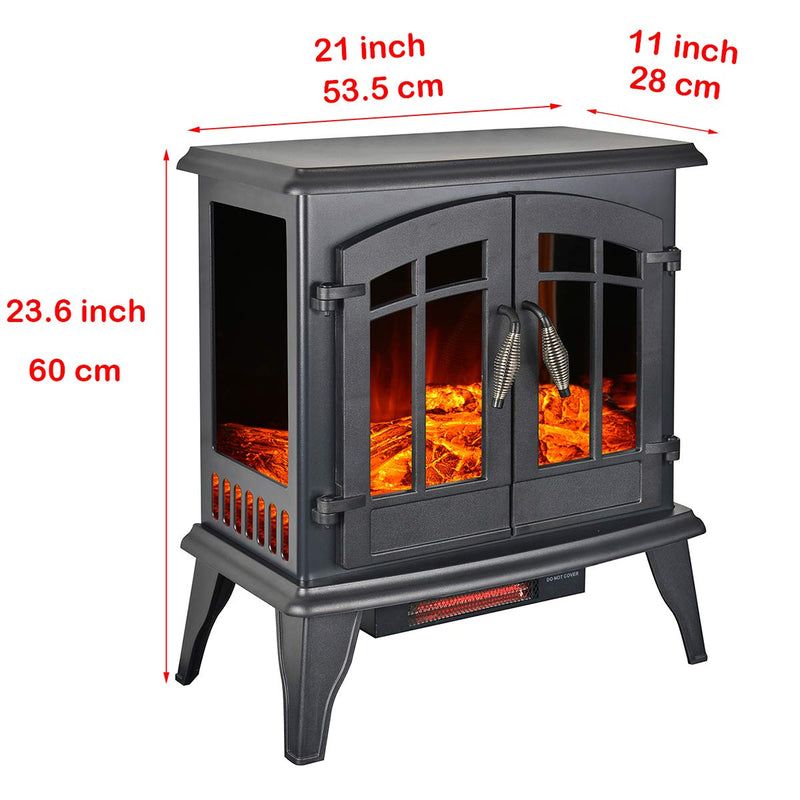 23" Electric Stove 3-Sided Open Design for Full View,Electric Fireplace with Dimmer Temperature Control