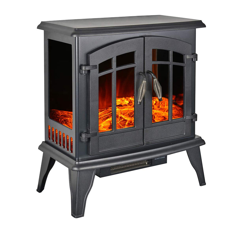 23" Electric Stove 3-Sided Open Design for Full View,Electric Fireplace with Dimmer Temperature Control