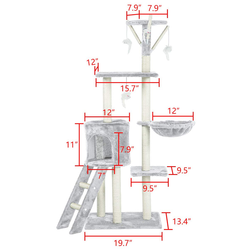 56 inches Multi-Level Cat Tree Condo Cat Deluxe Cat Tower Kitten Play House (Free Gifts)