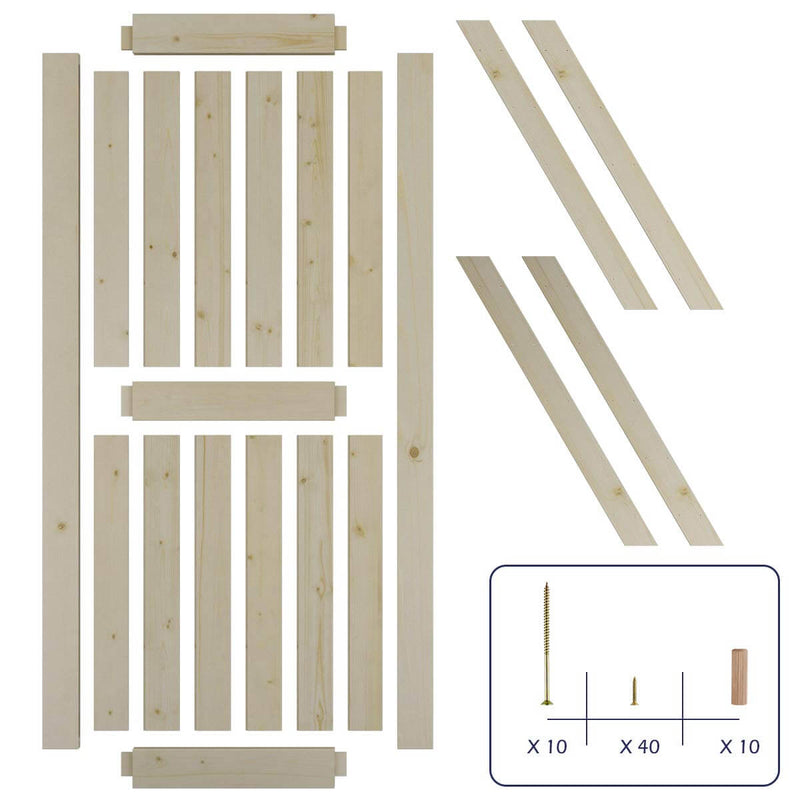 6.6 Ft Classic Sturdy Sliding Barn Door Hardware Kit With Spruce Door (Whole Set, J Shape)