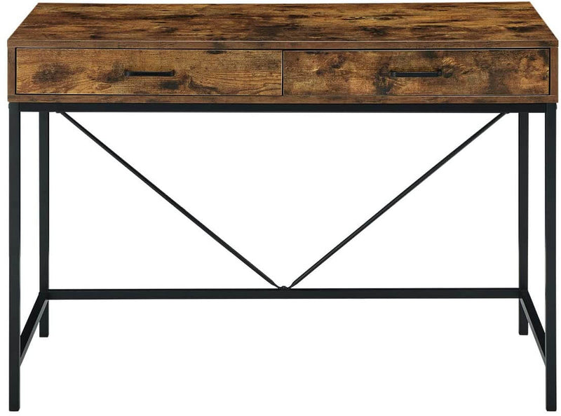 Industrial Computer Desk, Writing Study Table with 2 Drawers,Notebook PC Workstation,Wood Desktop Black Steel Frame, for Home,Office