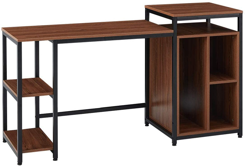 Computer Desk with Storage Bookshelves 47 inch Writing Desk for Home Office Brown