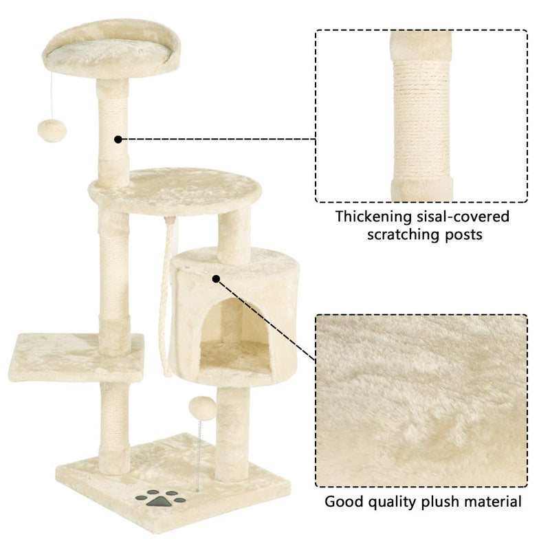 44 inchesMulti-Level Cat Tree Tower Condo Cat Activity Center (Free Gifts)