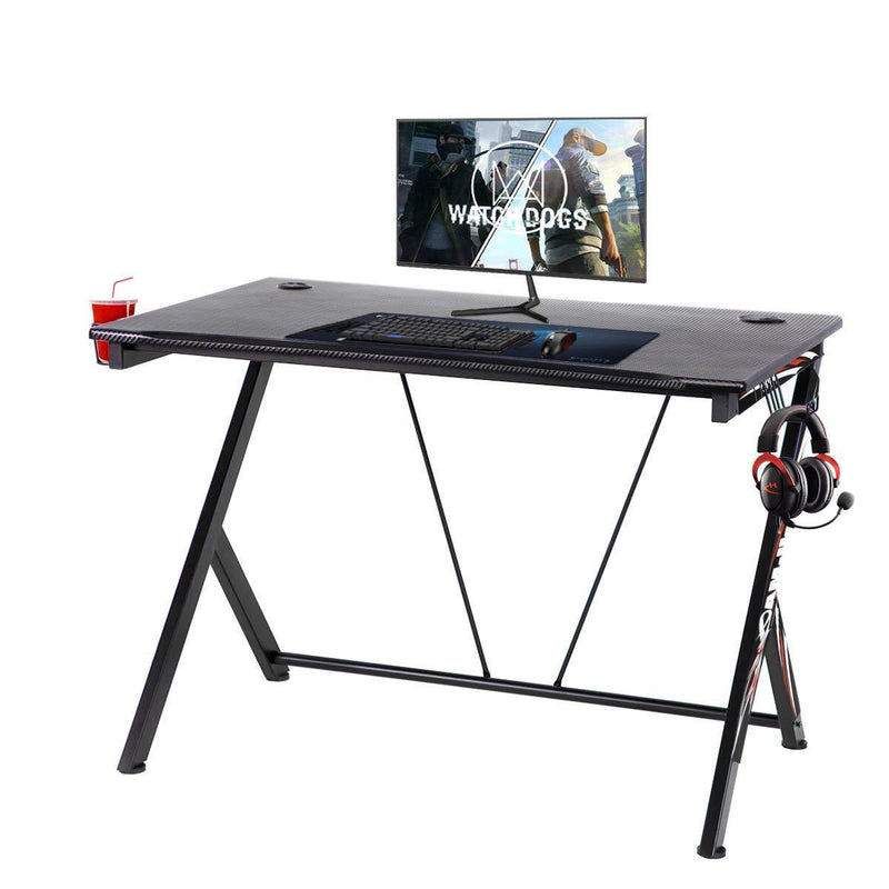 Gaming Desk Home Office with Cup Holder and Headphone Hook Black 43.3 inches