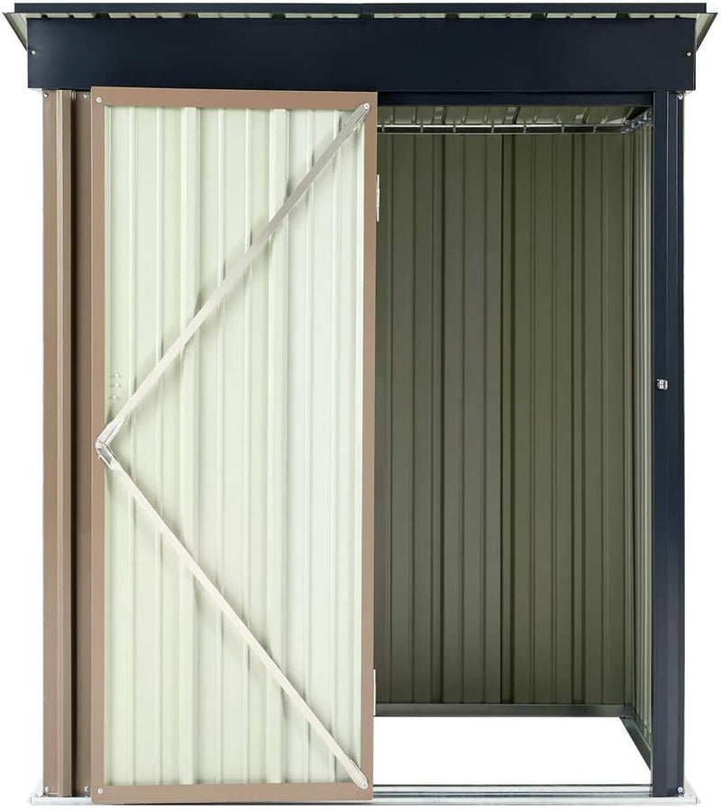5' x 3' Outdoor Metal Storage Shed, Steel Garden Backyard Sheds with Single Door & Lock, Utility Tool Storage, Gray and Black