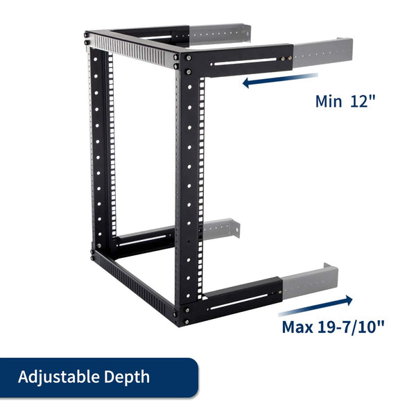 12U Network Rack Open Frame Server Rack Adjustable Depth