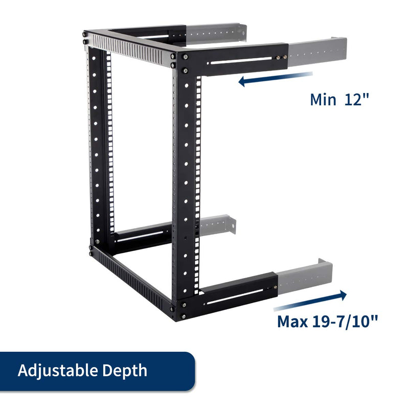 12U Network Rack Open Frame Server Rack Adjustable Depth