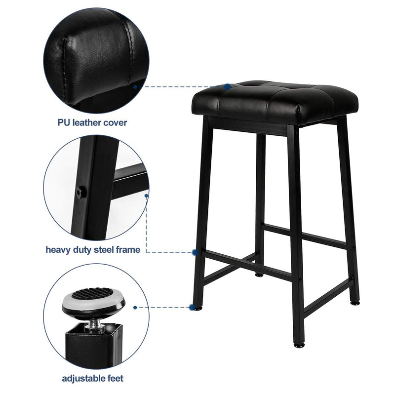 30inchs Counter Height Bar Stools with Faux Leather Cushion Set of 2