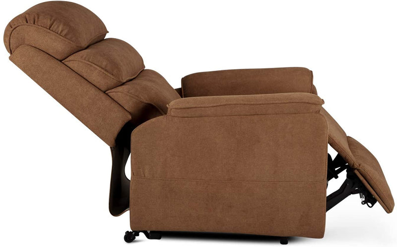 Dual Motor Electric Power Recliner Lift Chair Linen Fabric Electric Recliner for Elderly, Heated Vibration Massage Sofa with Side Pockets & Remote Control, Brown