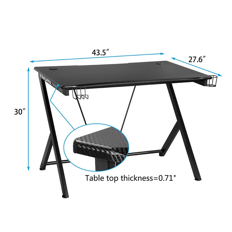 Gaming Desk 43.5" with Cup Holder and Headphone Hook Gamer Workstation