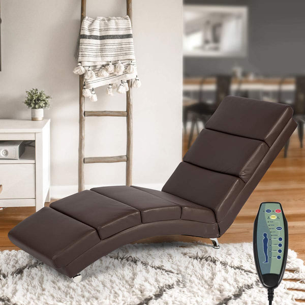Electric Massage Recliner Chair Chaise Longue Heated PU Leather Ergonomic Lounge Massage Recliner with Massage,Heating,Remote Control,Side Pocket