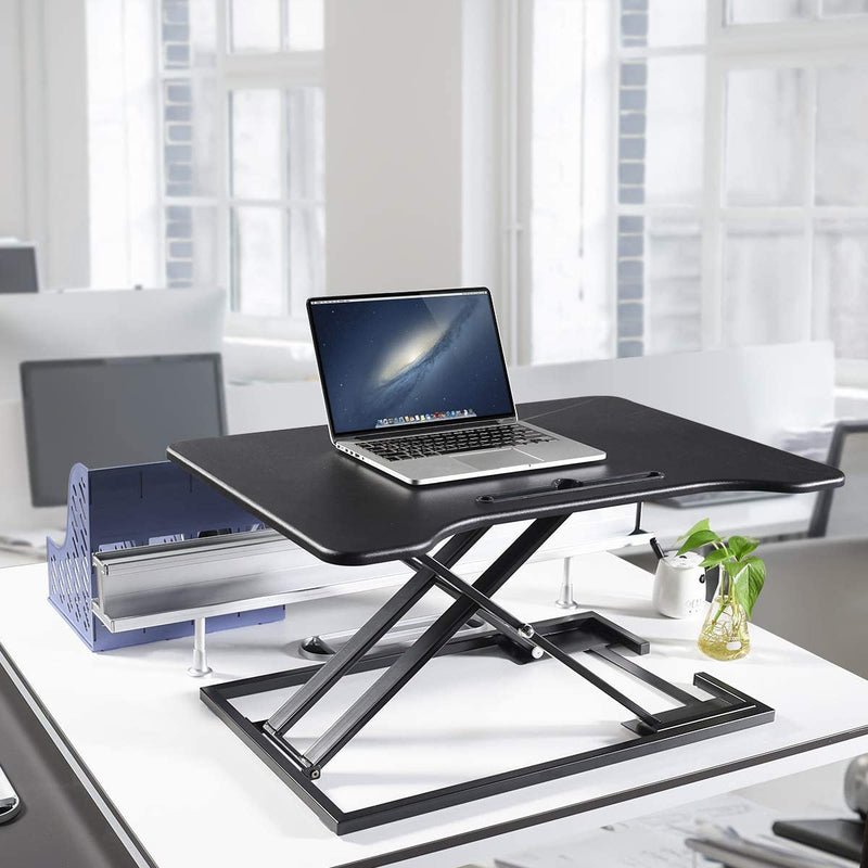 Height Adjustable Standing Desk Gas Spring Riser Desk Converter for Dual Monitor Sit to Stand in Seconds, Black