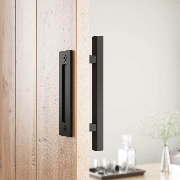 12 Inches Heavy Duty Pull and Flush Sliding Barn Door Handle Set Square