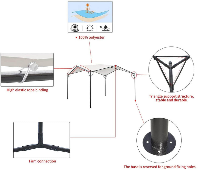 12 x 12ft Gazebo Canopy Weather-Resistant Softtop Gazebo Swan Shape Canopy with Powder-Coated Frame, Cream