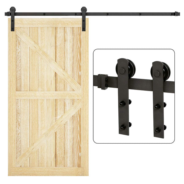 8 FT Barn Door Hardware Kit I Shape Single Sliding Door Hardware Carbon Steel