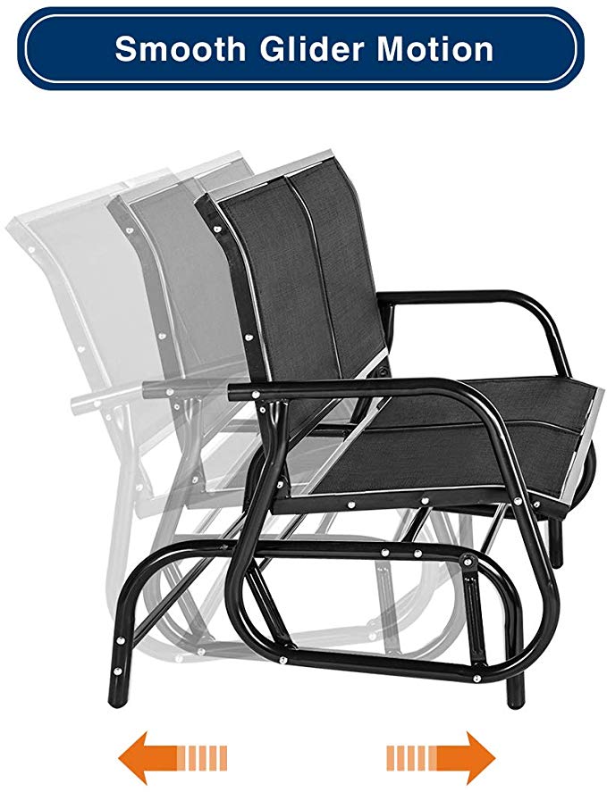 2 Seats Outdoor Swing Glider Loveseat Chair with Powder Coated Steel Frame