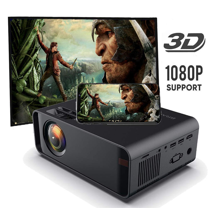 Wireless Projector with Synchronize Phone Screen, Dnyker Mini Video Projector, 4000 Lux,HD 1080p Supported,for Home Theater,Office (Black)