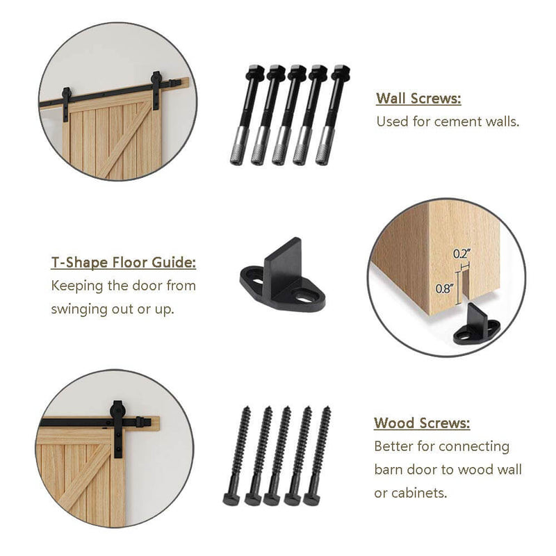 6 ft J Shape Hanger Sliding Barn Door Hardware Carbon Steel Single Barn Door Hardware Kit
