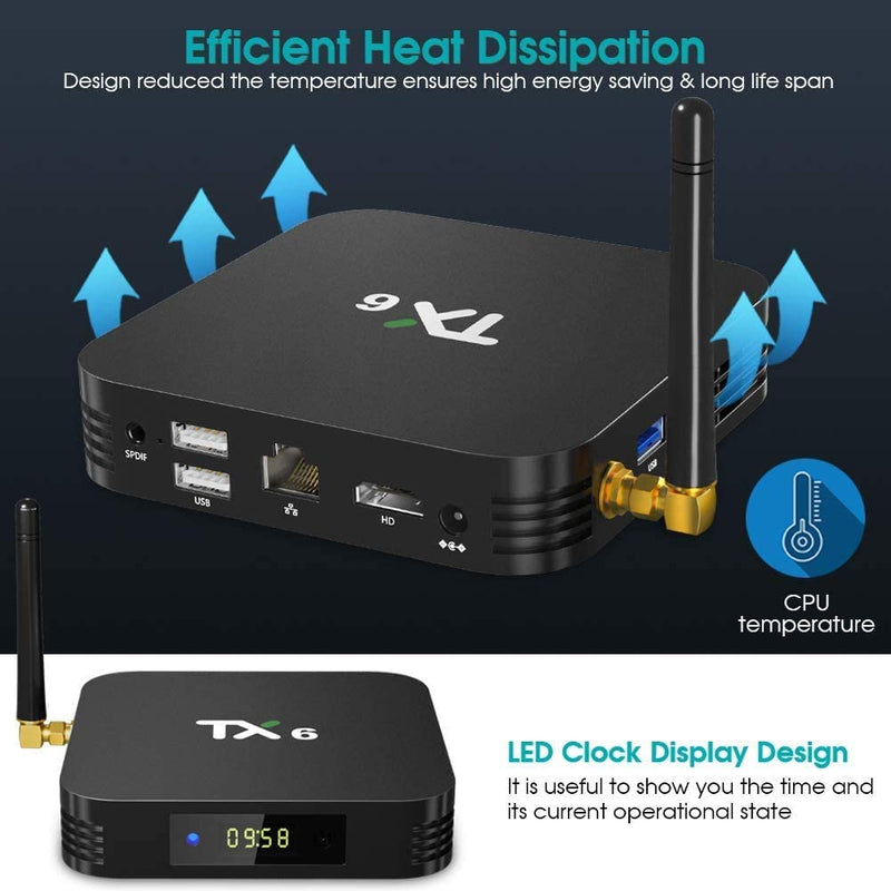 Upgrade TX6 Android 9.0 Smart TV Box H6 Quad Core USB 3.0 2.4G WiFi BT 4K HD H.265 Set Top Box 4K HD Network Smart Media Player