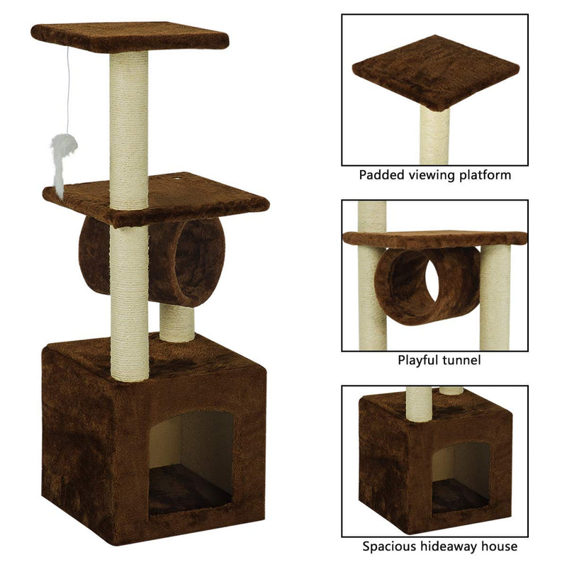 36 inches Multi-Level Cat Tree Furniture with Scratching Posts (Free Gifts)