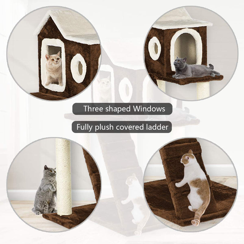 35 inches Cat Tree Play Condo Scratching Posts and Climbing Furniture (Free Gifts)