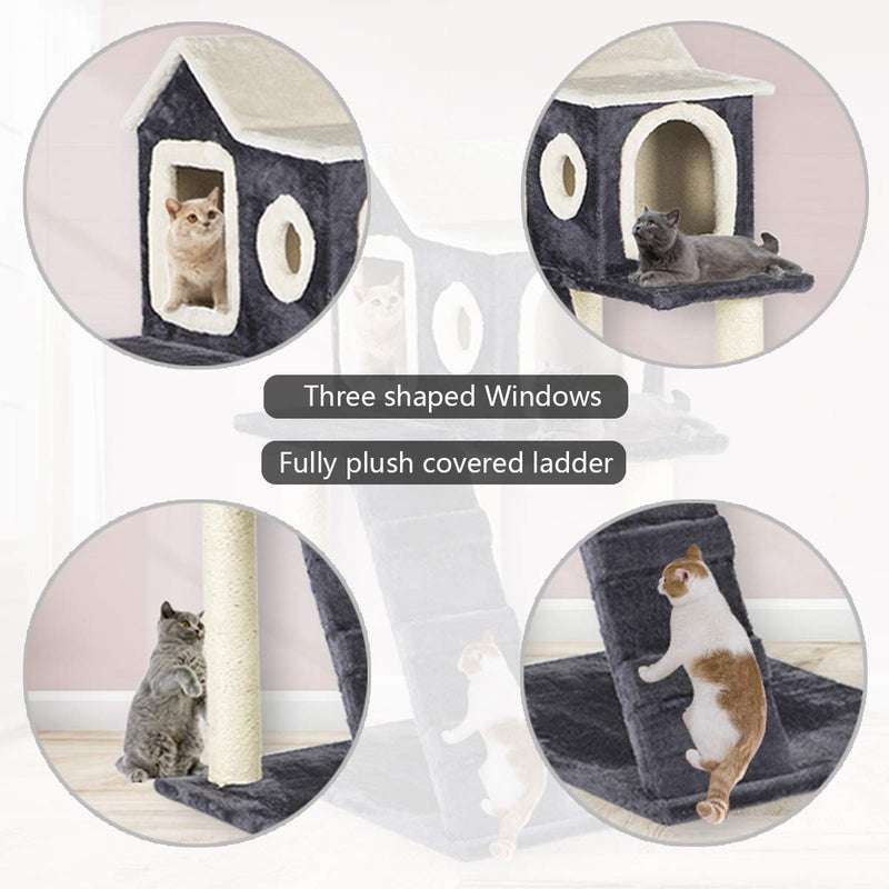 35 inches Cat Tree Play Condo Scratching Posts and Climbing Tree Furniture (Free Gifts)
