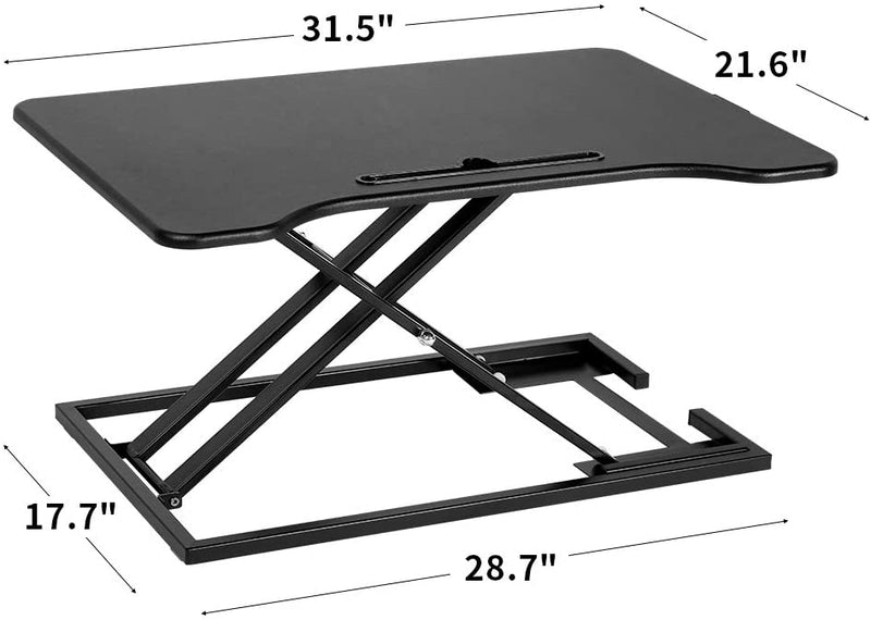 Height Adjustable Standing Desk Gas Spring Riser Desk Converter for Dual Monitor Sit to Stand in Seconds, Black
