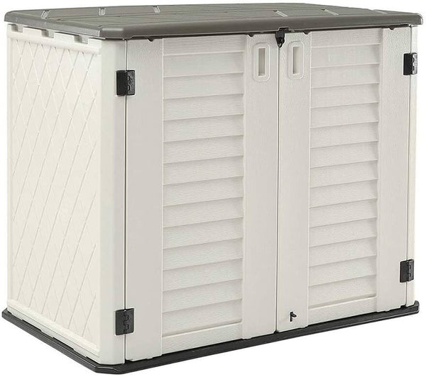 Horizontal Storage Shed Weather Resistance, Multi-Purpose Outdoor Storage Box for Backyards and Patios, 26 Cubic Feet Capacity