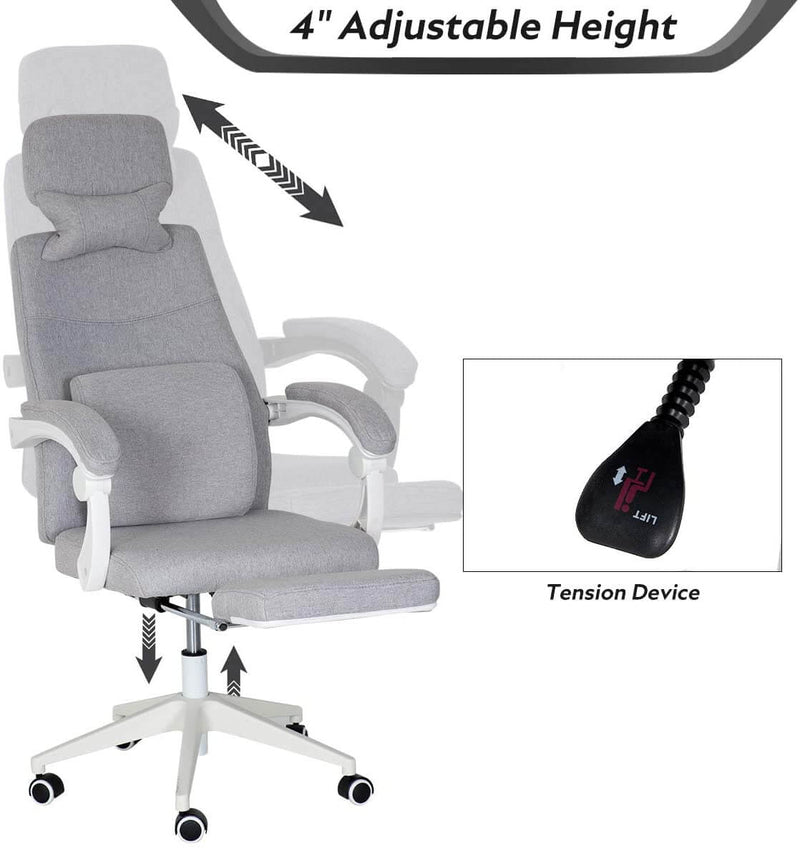 Ergonomic Office Chair, High Back Adjustable with Footrest and Headrest Desk Chairs with Flip Up Armrests and Lumbar Support, Gray