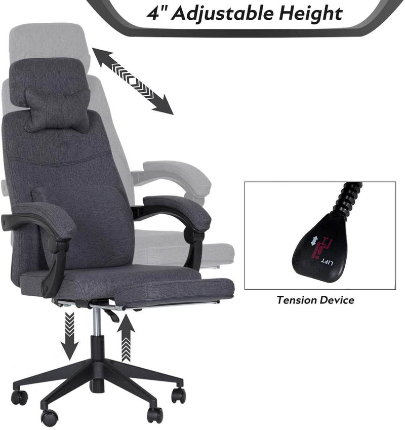 Ergonomic Office Chair, High Back Adjustable with Footrest and Headrest Desk Chairs with Flip Up Armrests and Lumbar Support, Dark Gray