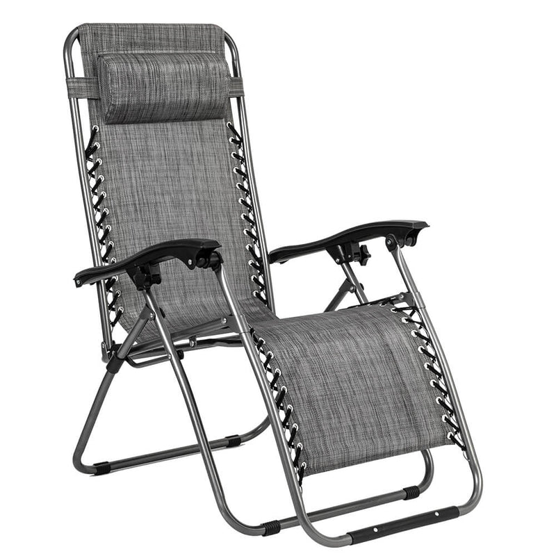 2 Pieces Zero Gravity Lounge Chair with Portable Cup Holder Table