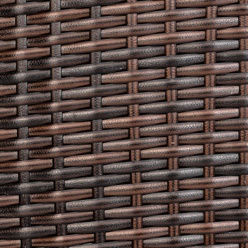 Long Rattan Bar Table Top Iron Mesh Compartment