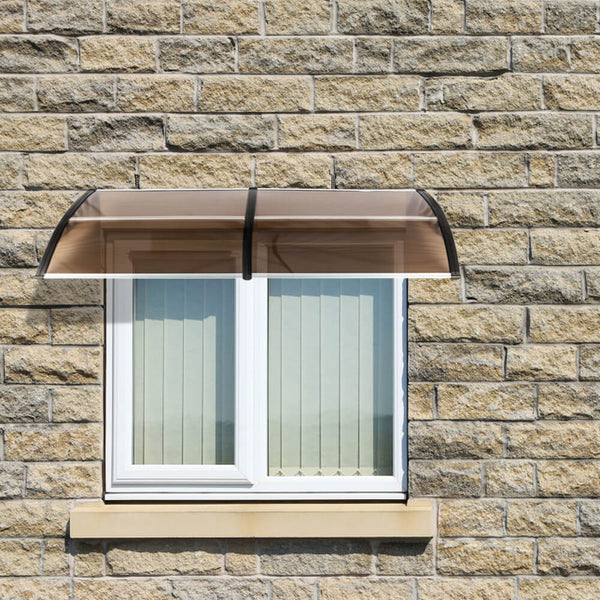 40" x 80" Door Window Awning, Front Door Outdoor Patio Awning Canopy UV Protection, Brown Board & Black Bracket