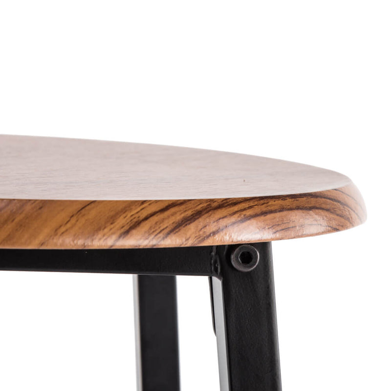 PVC Wood Grain Simple Bar Table Tound Bar Stool (One Table And Two Stools)