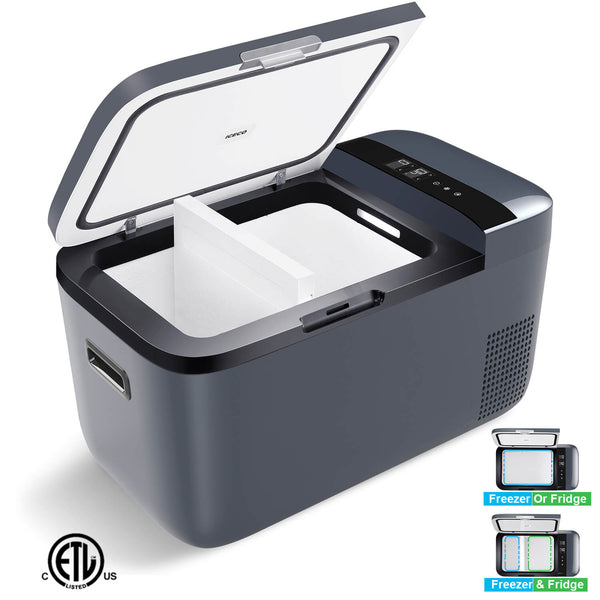 12V Dual Zone Portable Refrigerator Mini Fridge for Outdoor, Home Use, Grey