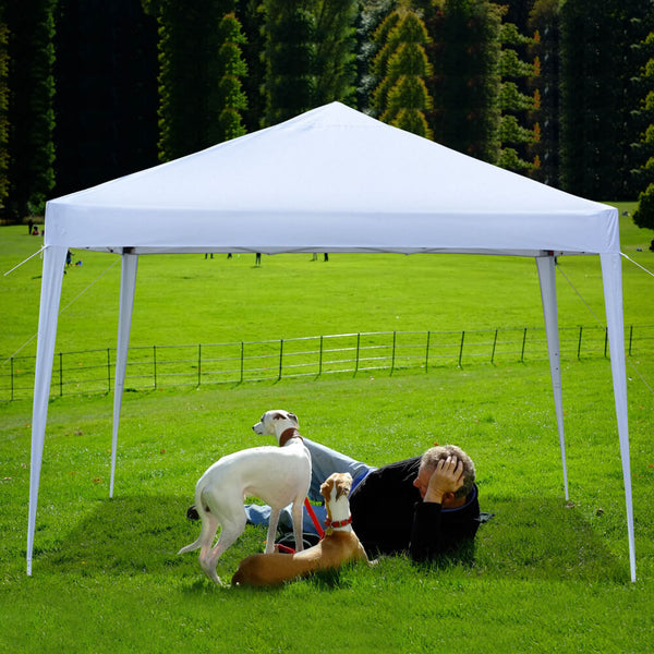 Canopy Tent 10 x 10 ft Pop Up Waterproof Foldable Commercial Tents with Carry Bag White